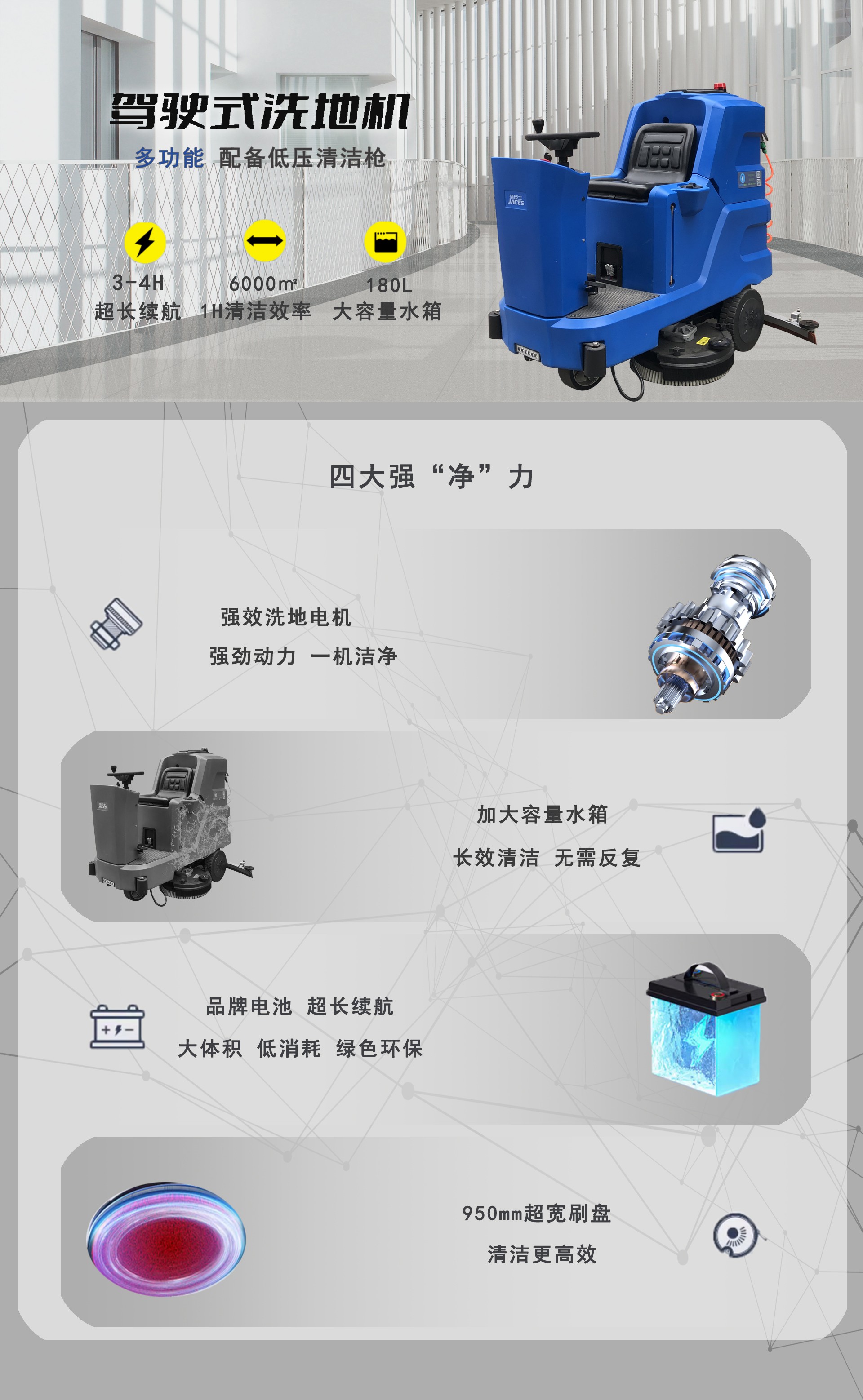 A95多(duō)功能(néng)洗地(dì)機(jī),駕駛式洗地(dì)機(jī)